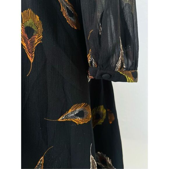 Madewell Womens 0 Peacock Feather Print Poppy Dress - Picture 8 of 10